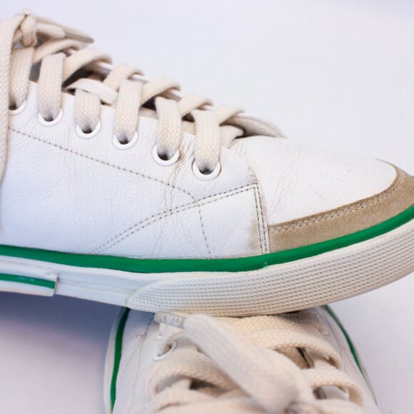 650$ BALENCIAGA - Match Tennis Distressed Leather Sneakers - Men - White Size 10 - Picture 15 of 16